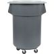44 Gallon Gray Trash Can, Lid, with Wheels