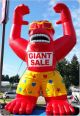 Red 30 Foot Custom Giant PVC Inflatable Gorilla with 2 Custom Banners or Car