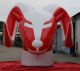 Inflatable Ram Head Red/White with Custom Banner